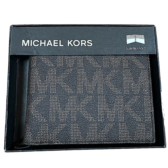MICHAEL KORS: NWTMen`s Jet Set Slim Billfold Leather Wallet with Gift Box